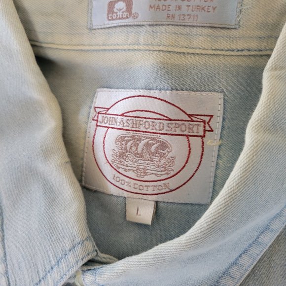Vtg John Ashford Sport Button Down Mens Sz L - Picture 13 of 15